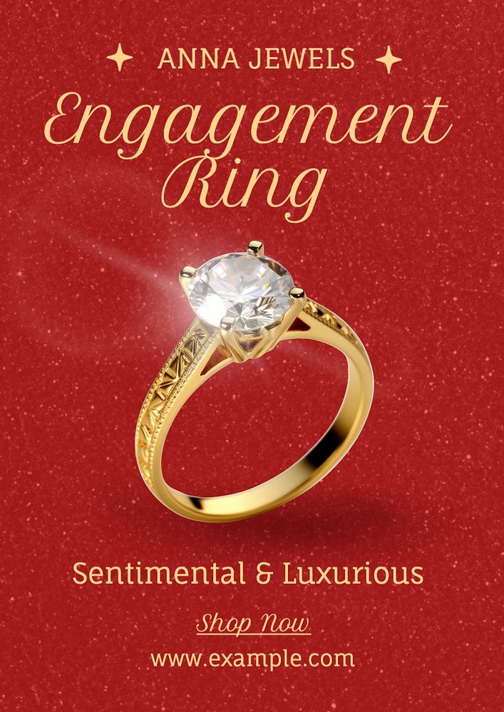 Engagement ring poster template, editable text and design