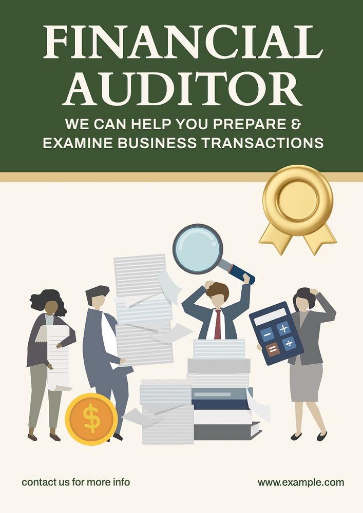 Financial auditor poster template, editable text and design