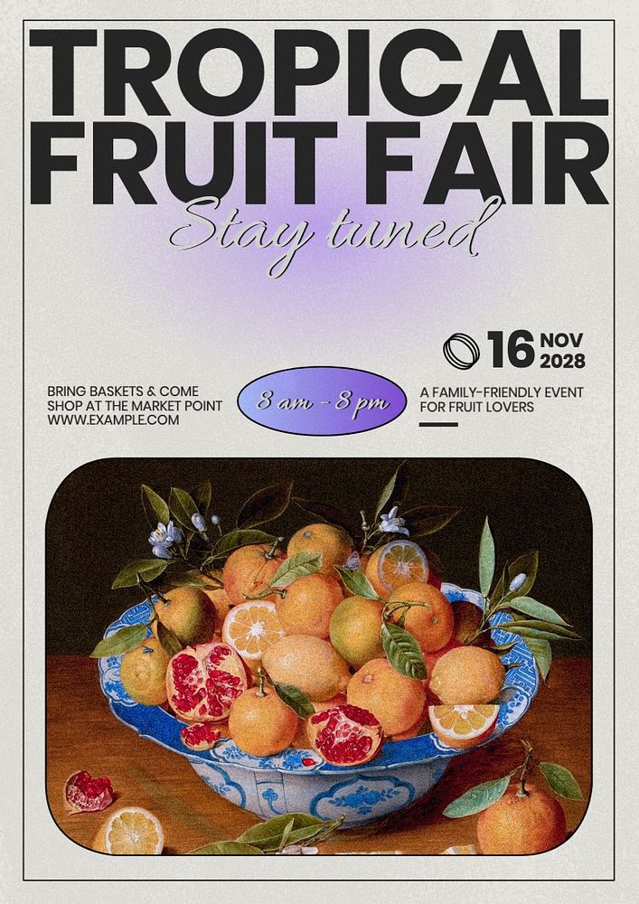 Tropical fruit fair poster template, editable text and design