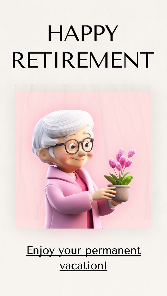 Happy retirement Instagram story template, editable text