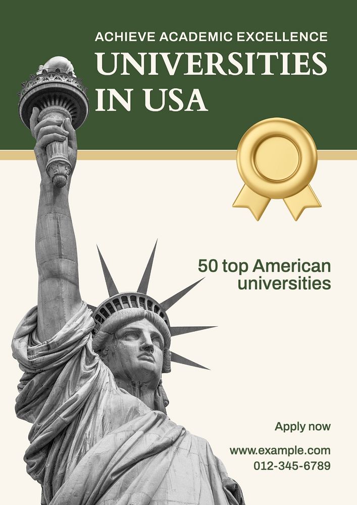 Study in USA poster template, editable text and design