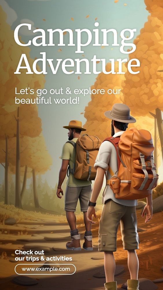 Camping adventure Instagram story template, editable text