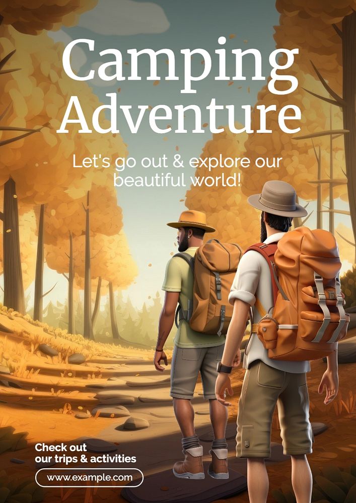 Camping adventure poster template, editable text and design