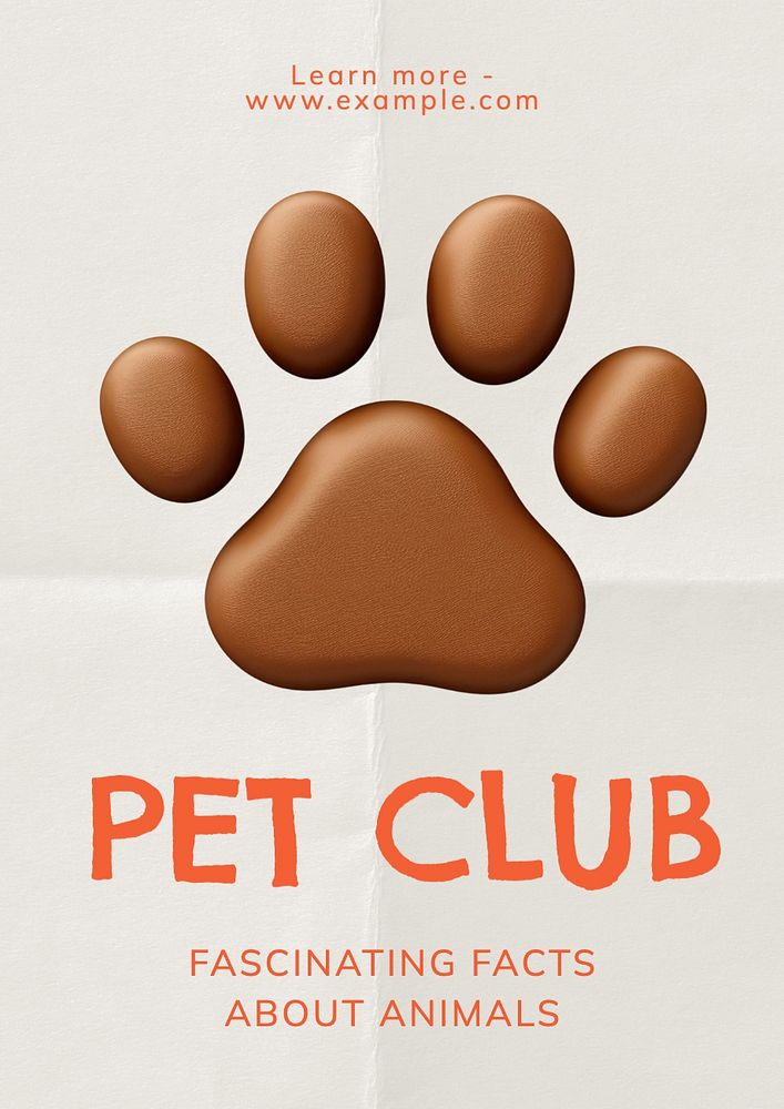 Pet club poster template, editable text and design