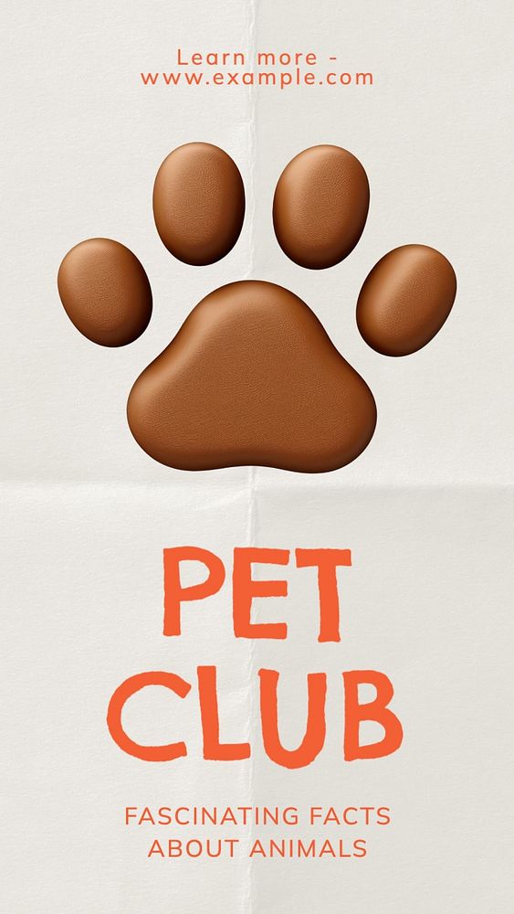 Pet club Instagram story template, editable text