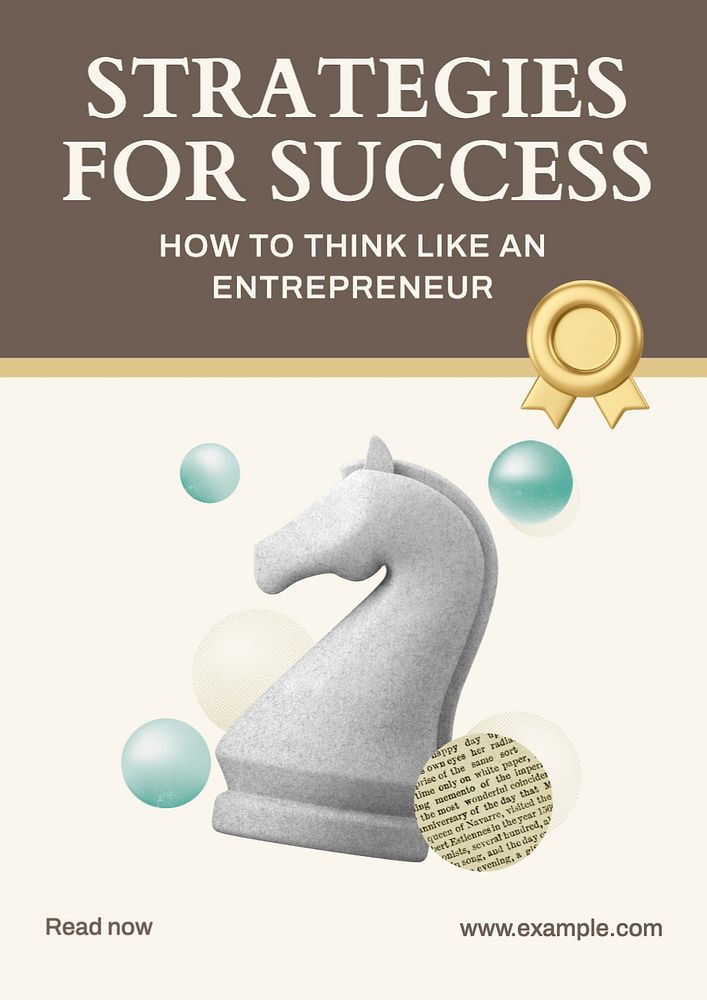 Strategies for success poster template, editable text and design