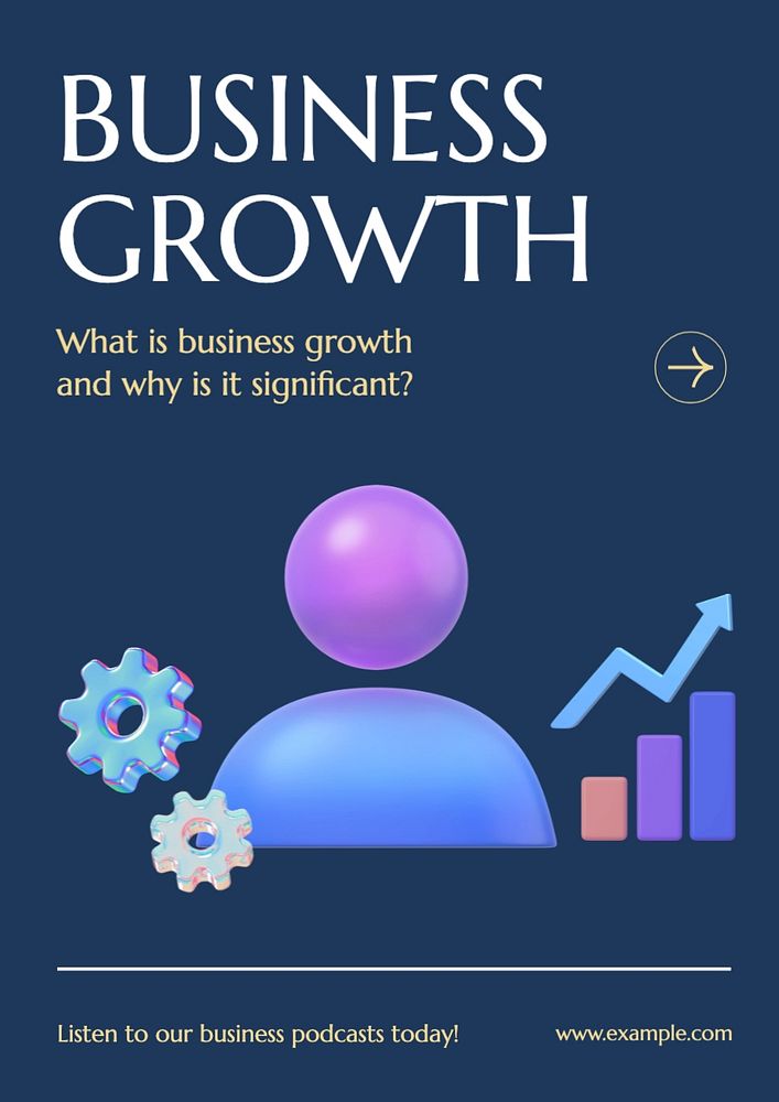 Business growth poster template, editable text and design