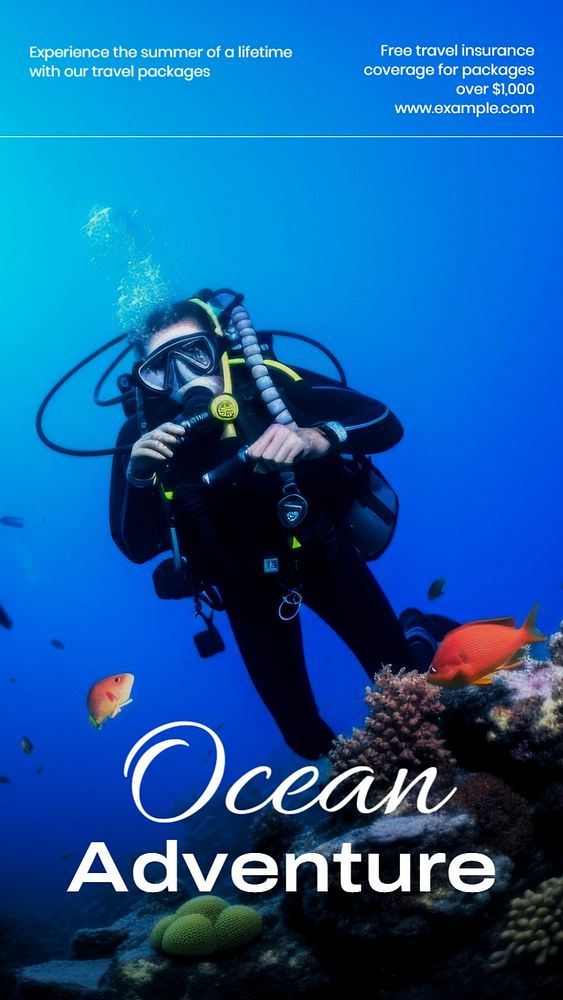 Ocean adventure Instagram story template, editable text