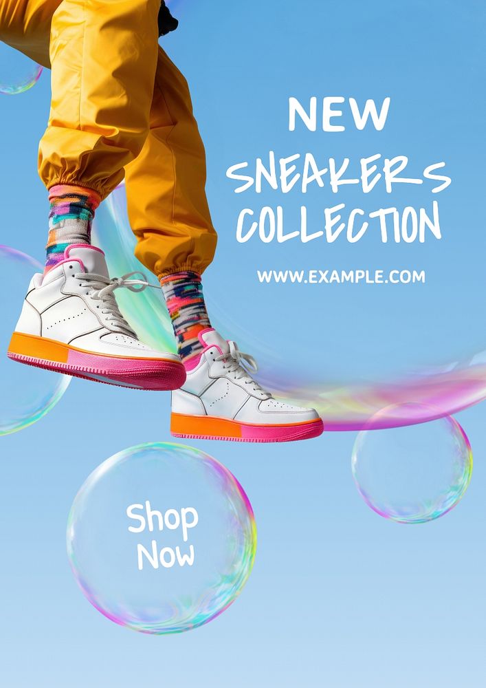 Sneakers collection poster template, editable text and design