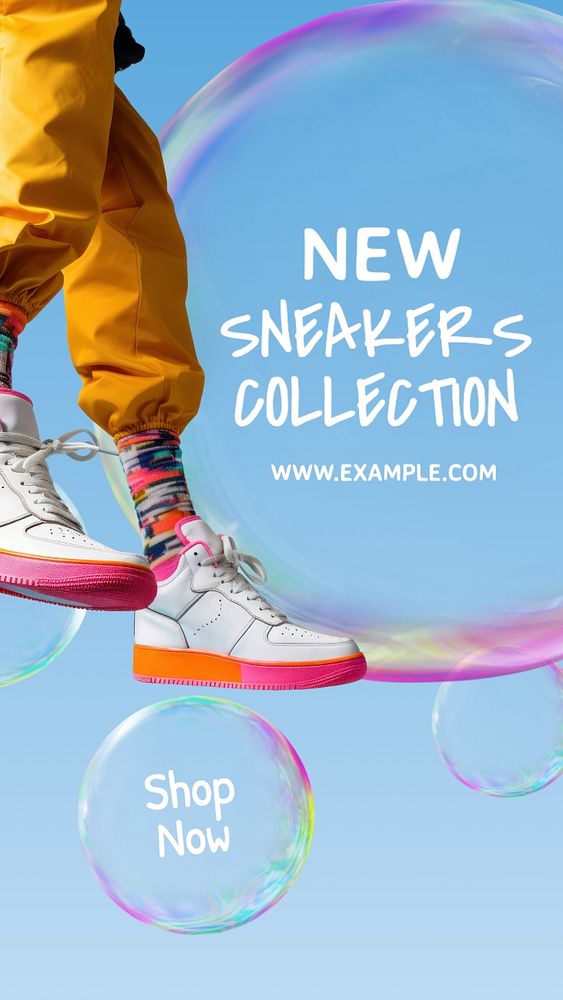 Sneakers collection Instagram story template, editable text