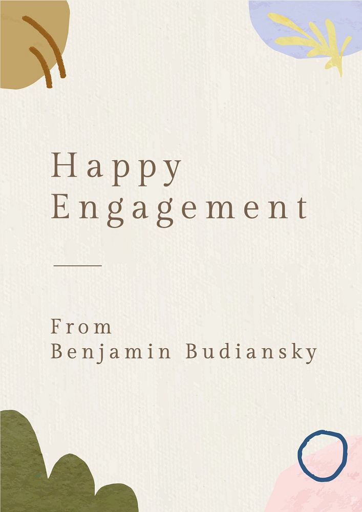 Happy engagement poster template, editable text and design