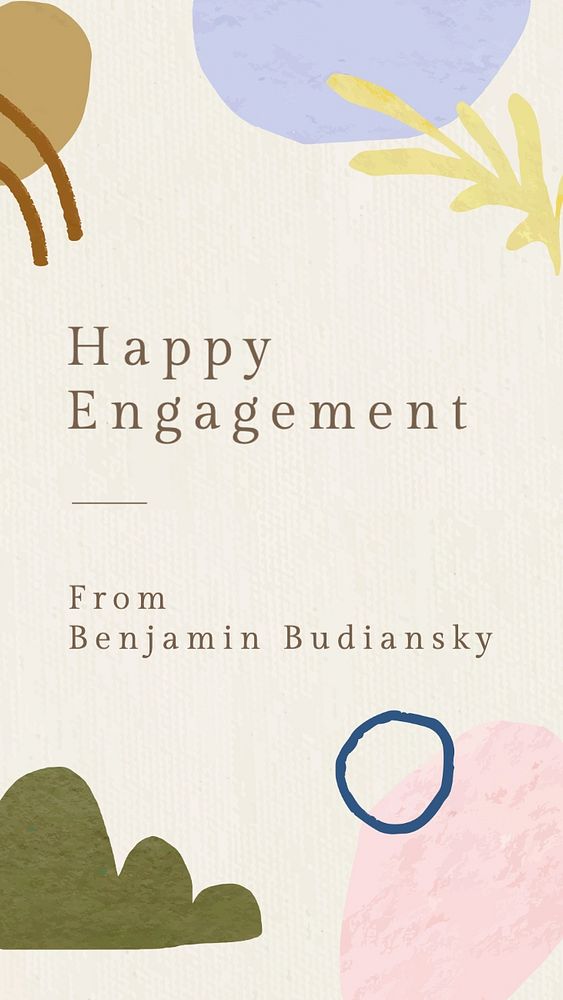 Happy engagement Instagram story template, editable text