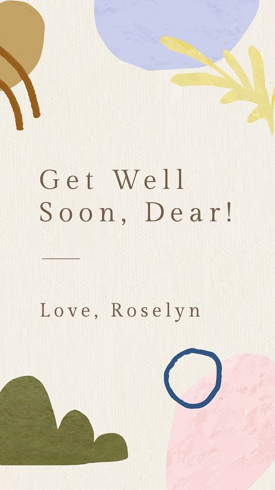 Get well soon Instagram story template, editable text