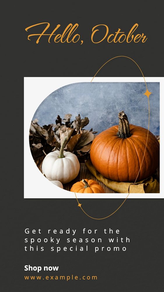 Hello October Instagram story template, editable text