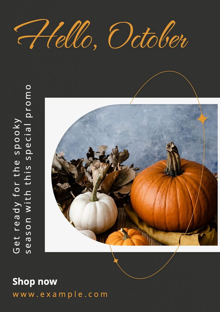 Hello October poster template, editable text and design