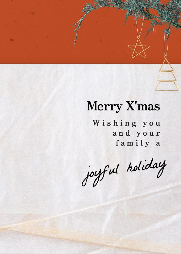 Merry X'mas greeting card templates, editable design