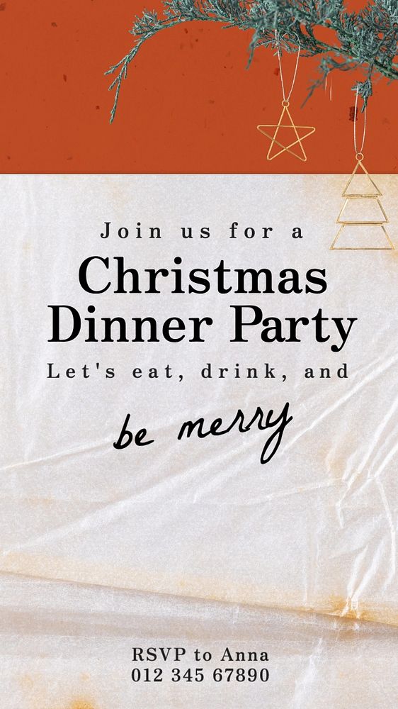 Christmas dinner party Instagram story template, editable text