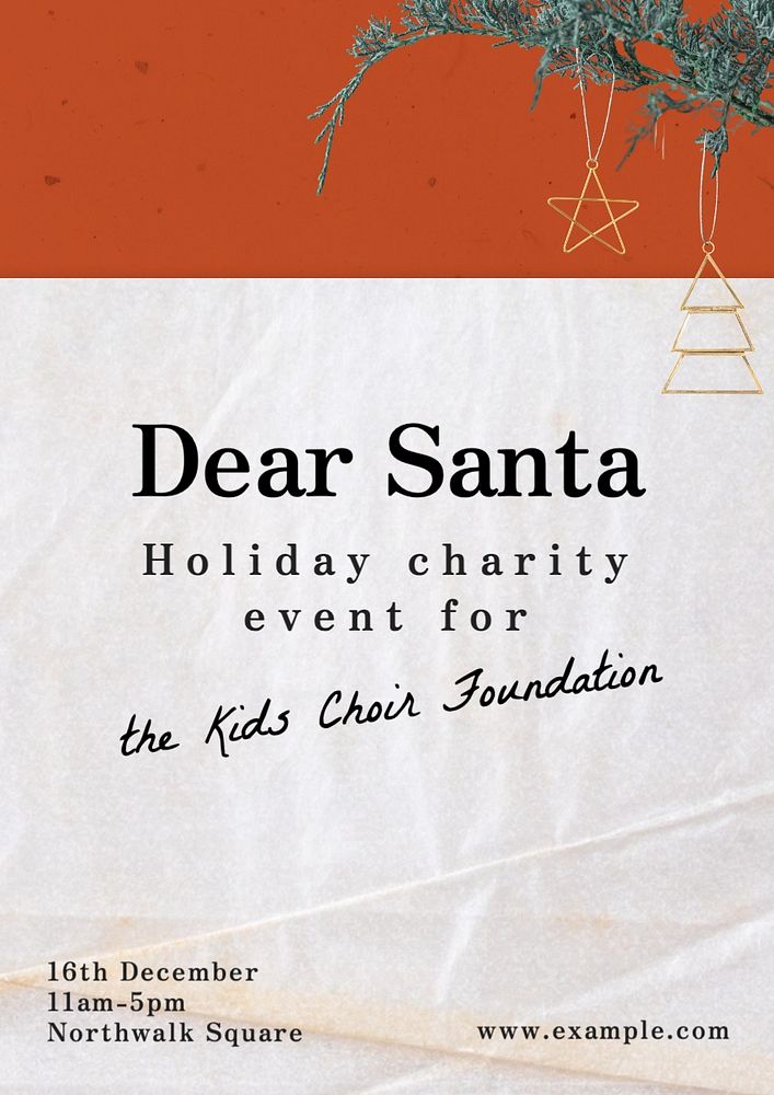 Dear Santa poster template, editable text and design