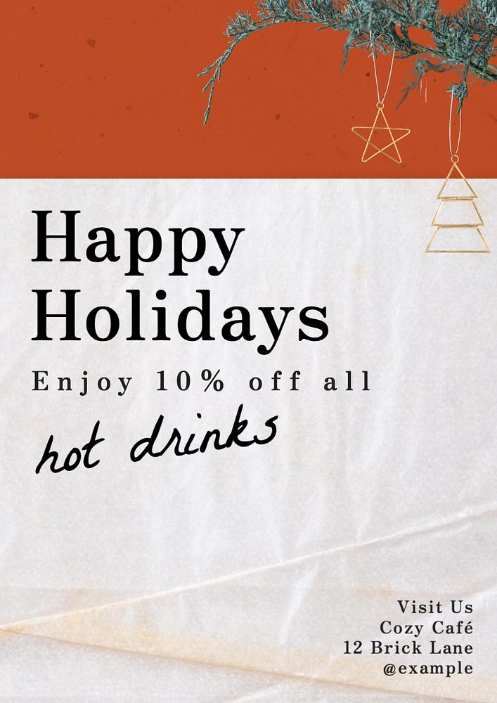 Holiday sale poster template, editable text and design