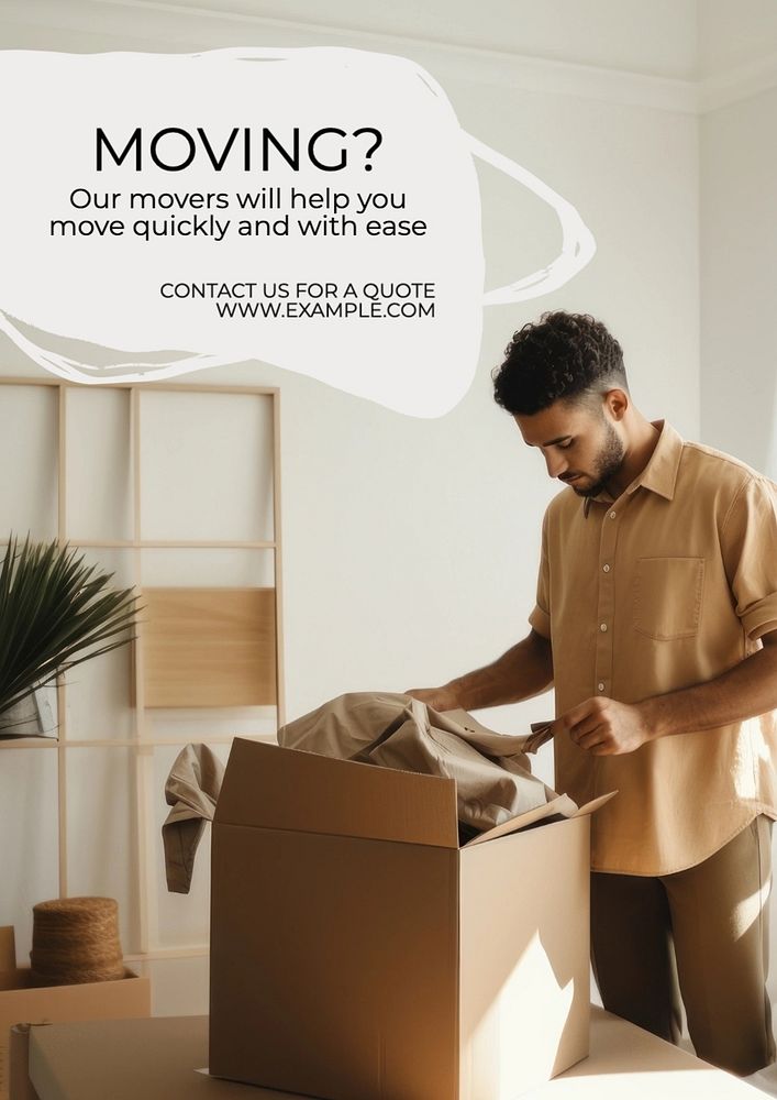 Moving service poster template, editable text and design