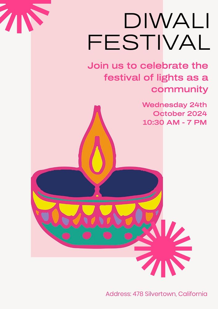 Diwali festival poster template, editable text and design