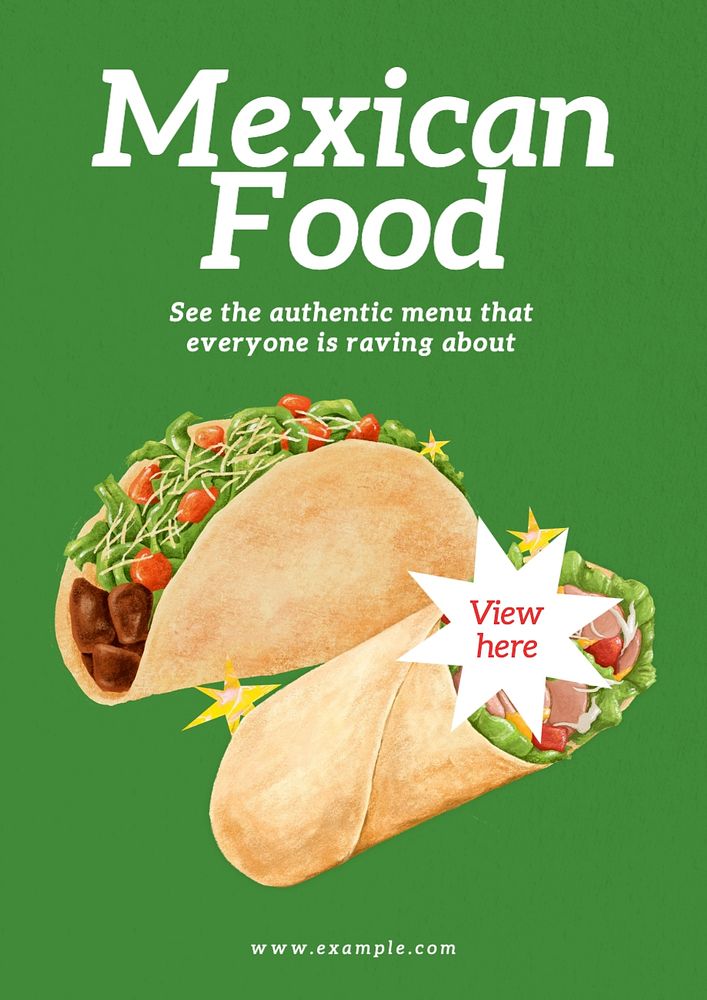 Mexican food poster template, editable text and design