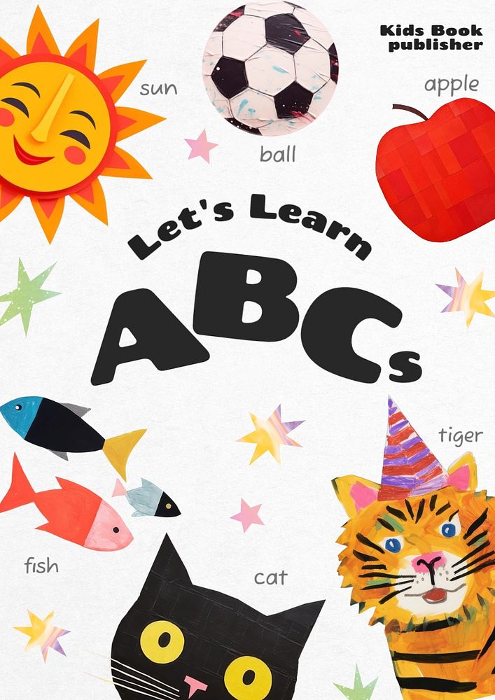 ABC book cover template, editable design