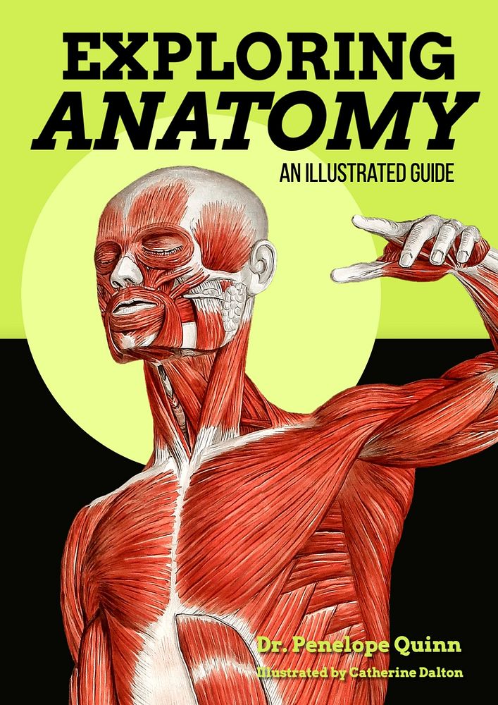 Anatomy textbook cover template, editable design