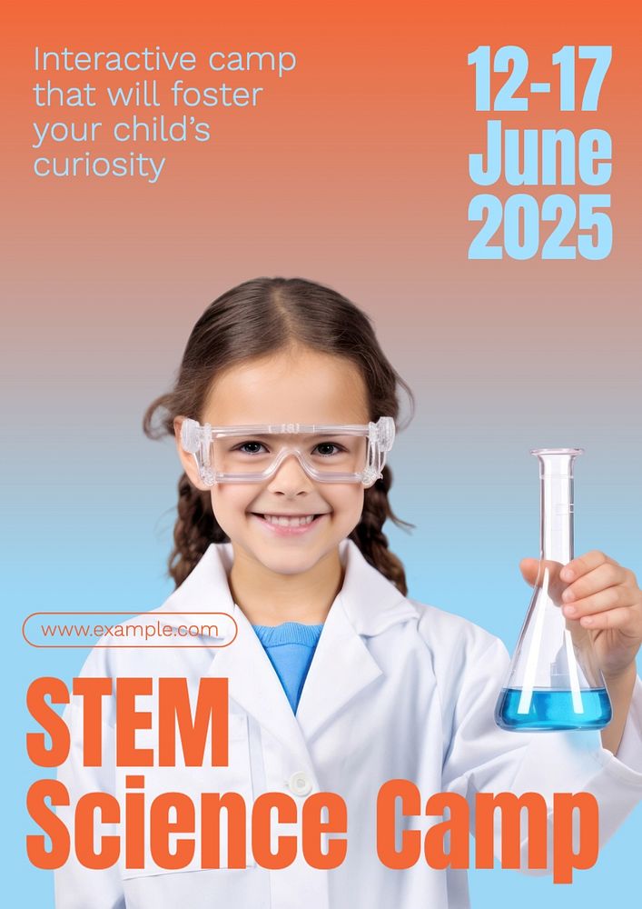 STEM kids camp poster template, editable text and design