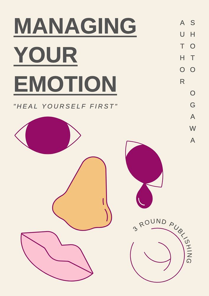 Emotions book cover template, editable design