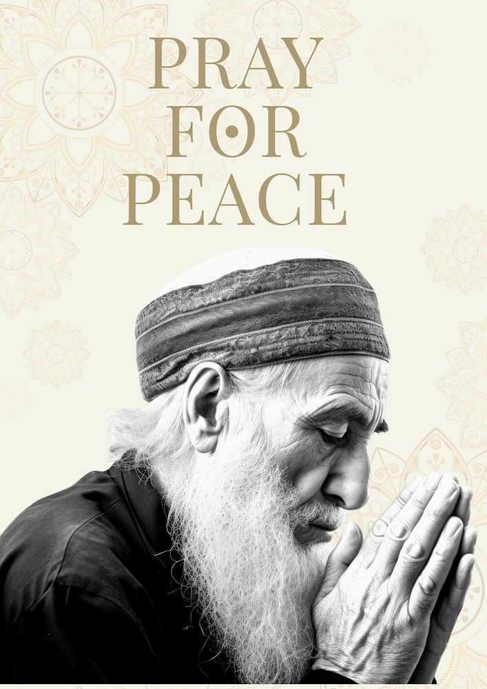 Peace praying poster template, editable text and design