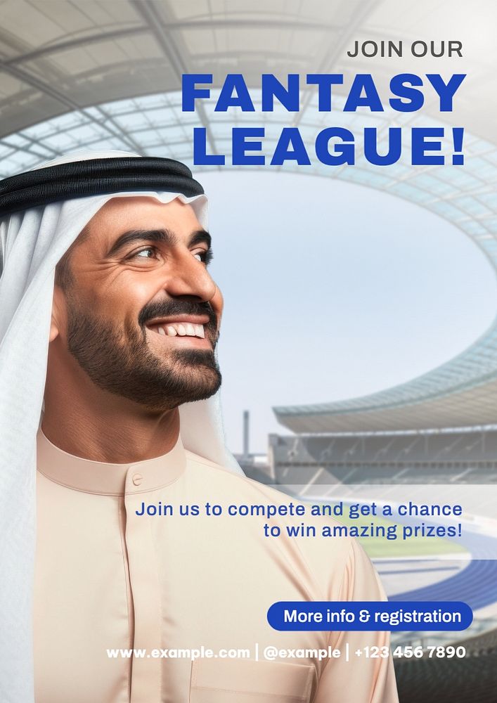 Join our league poster template, editable text and design