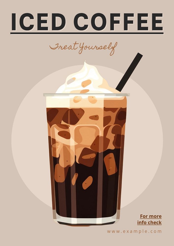 Iced coffee poster template, editable text and design