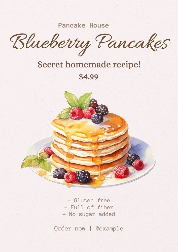 Homemade pancake poster template