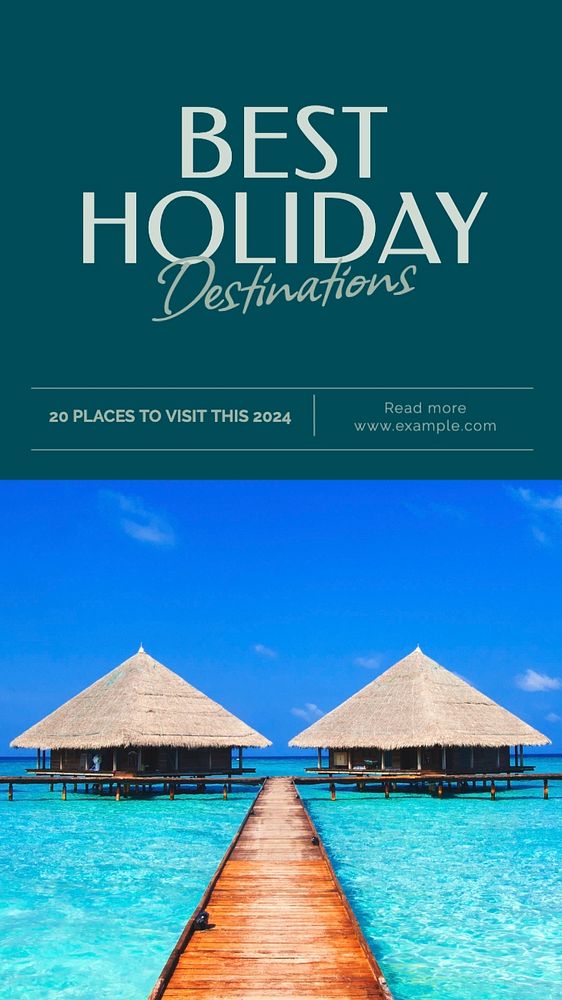 Best holiday destinations Instagram story template, editable text