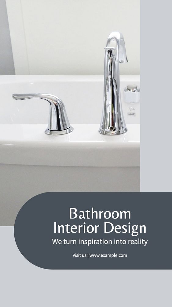 Bathroom Interior design Instagram story template, editable text