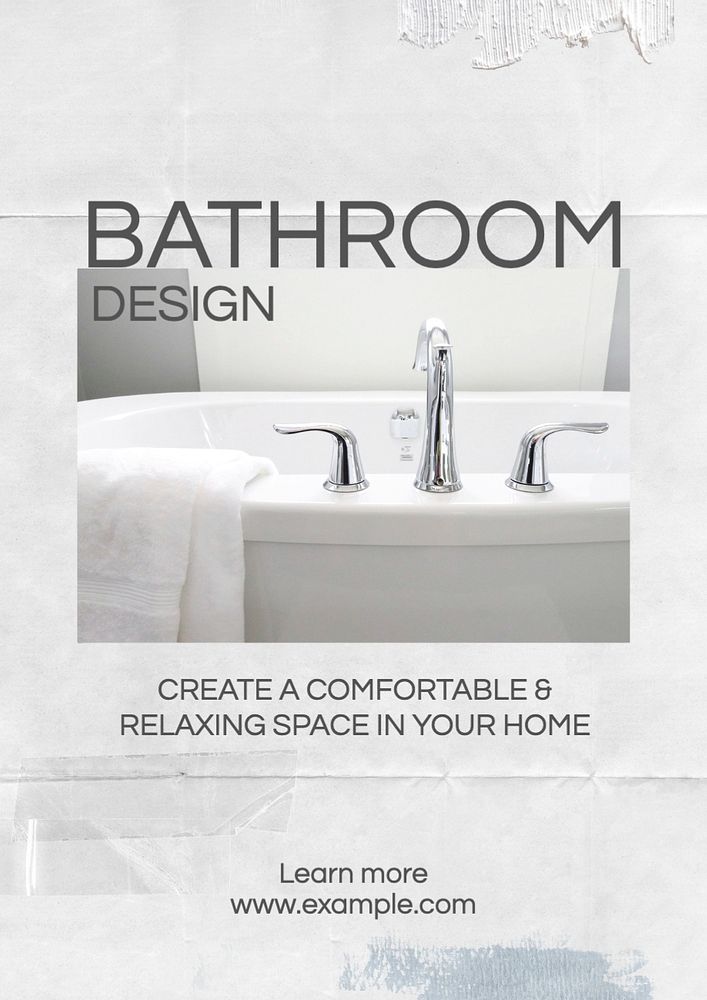 Bathroom Interior design poster template, editable text and design