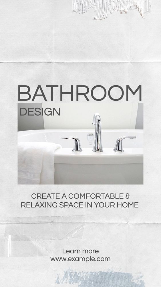 Bathroom Interior design Instagram story template, editable text