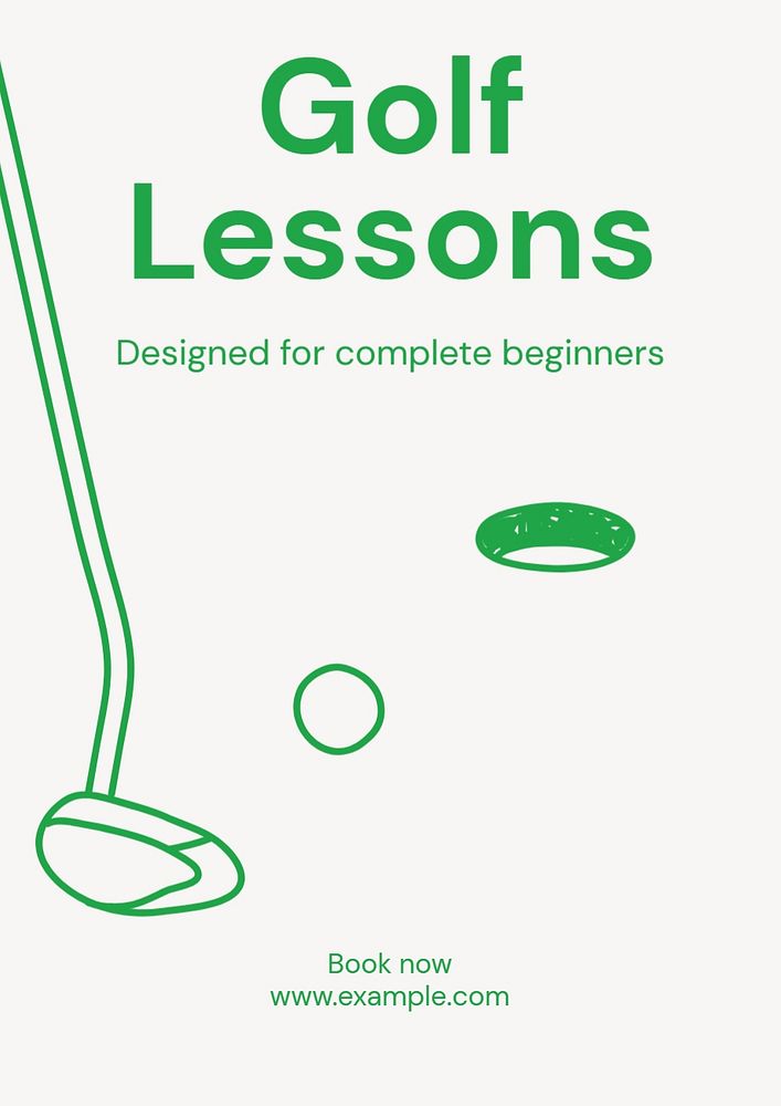 Golf lessons poster template, editable text and design