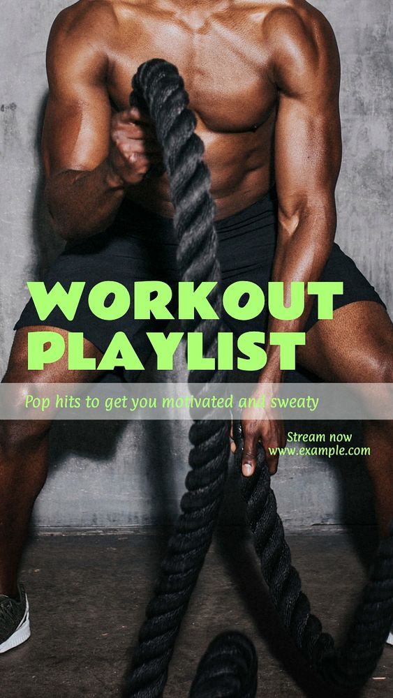 Workout playlist Instagram story template, editable text