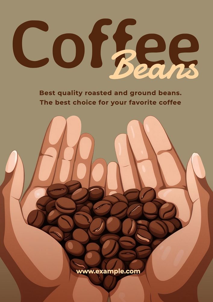 Best coffee beans poster template, editable text and design