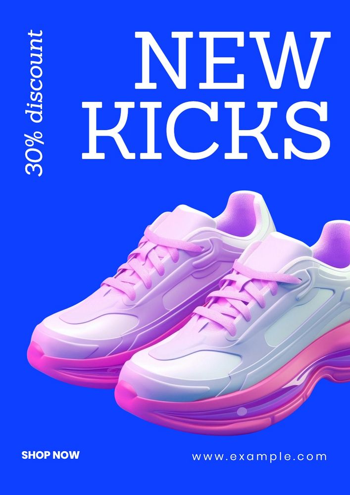 New kicks poster template, editable text and design