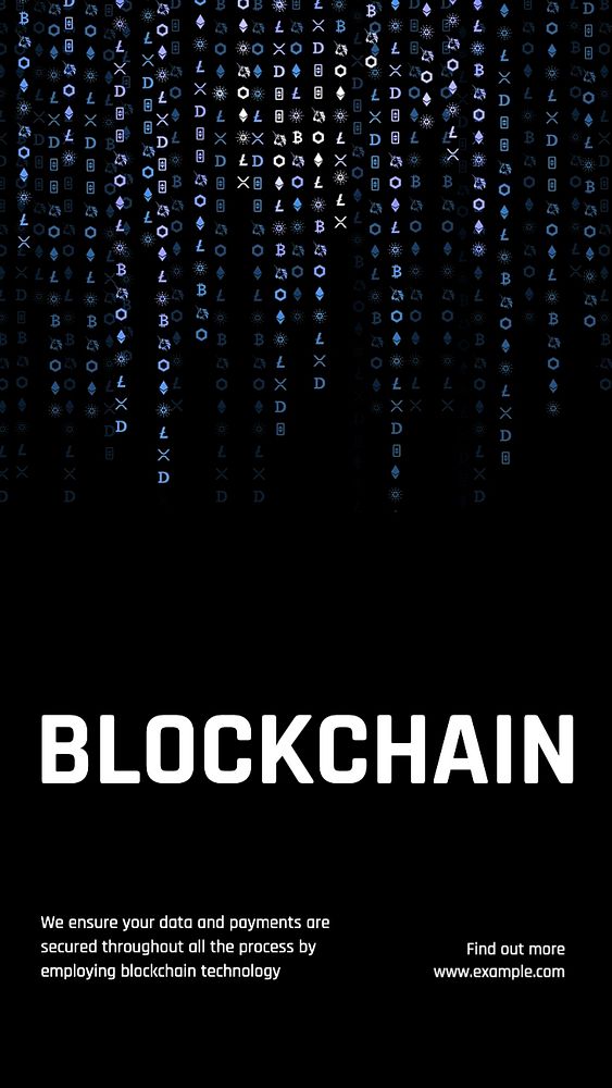 Blockchain Instagram story template, editable text