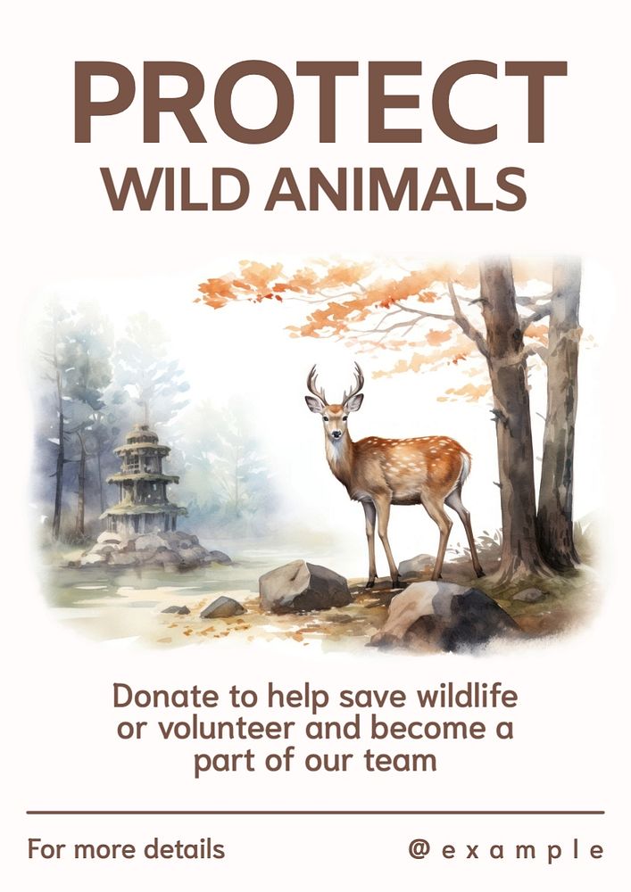 Protect wild animals poster template, editable text and design