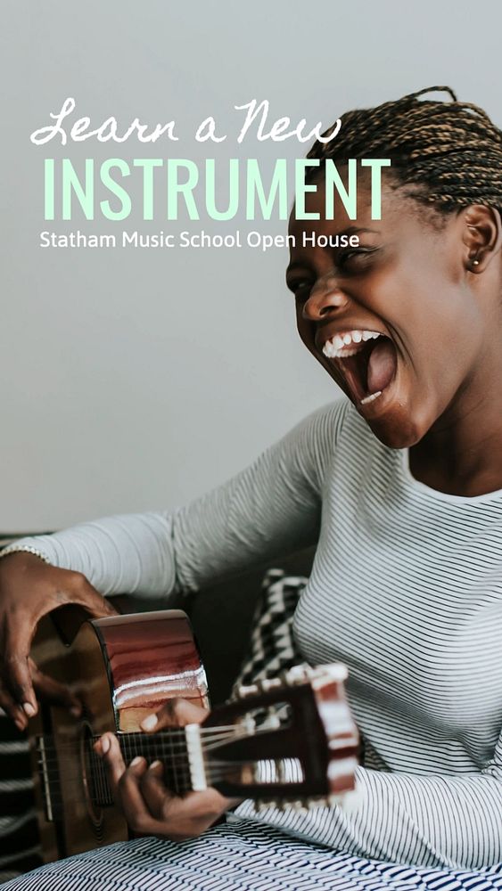 Music instrument Instagram story template, editable text