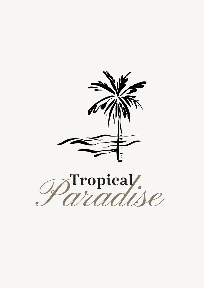 Tropical paradise poster template, editable text and design