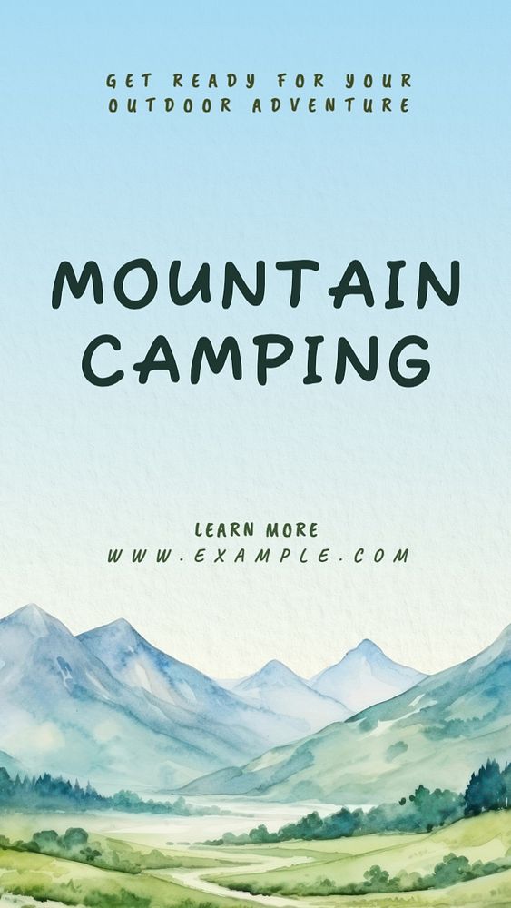 Mountain camping Instagram story template, editable text