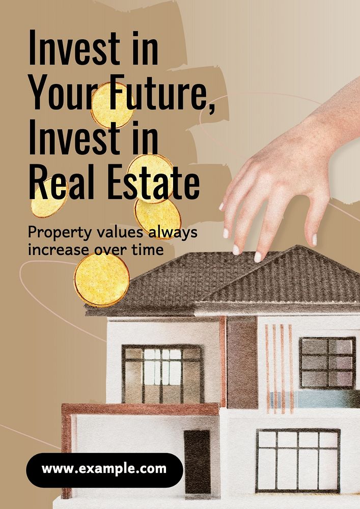 Real estate investment poster template, editable text and design