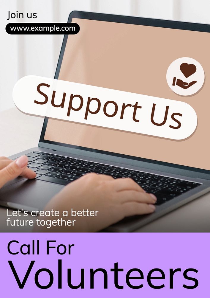 Call for volunteers poster template, editable text and design