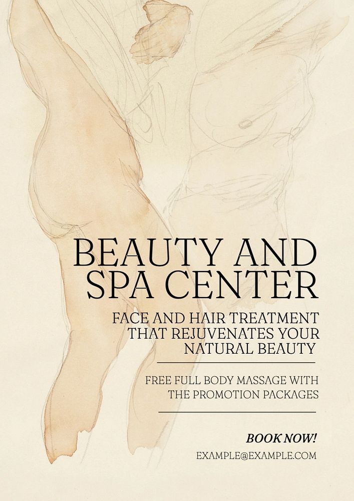 Spa poster template, editable text and design